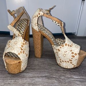 Lacey detailed T-Strap platform cork heel